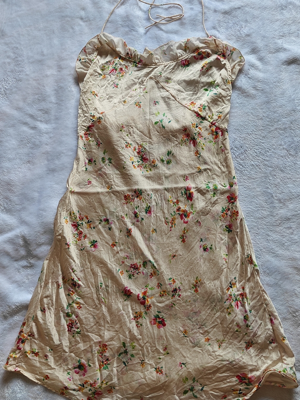 Zara Cream Floral Mini Slip Dress